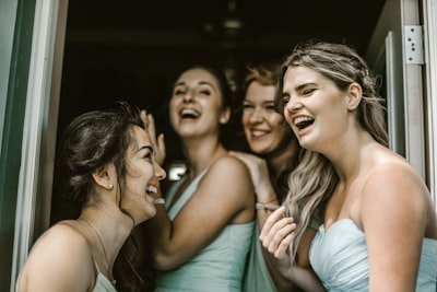 group of girls is laughing
