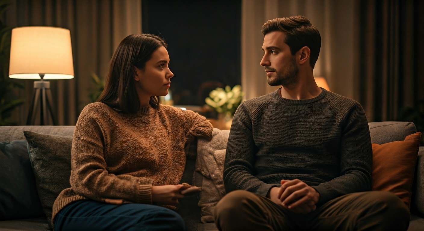 Couple communicating about the past.