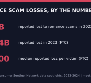 Romance scam losses by the numbers: FTC data 2022-2024 stat card
